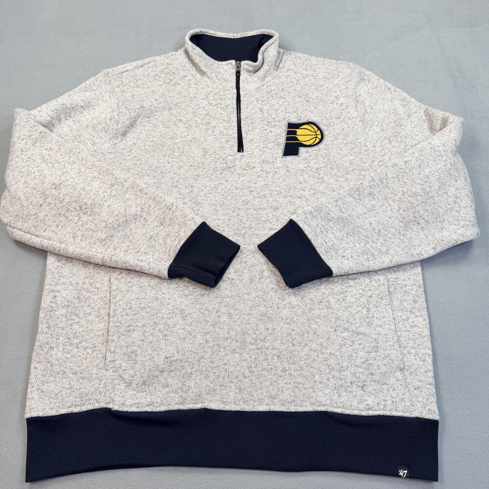 Indiana Pacers Sweatshirt Mens 2XL Gray NBA Basketball 47 1/4 Zip Pullover